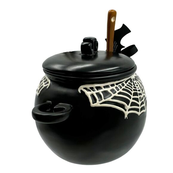 Rae Dunn Black Cauldron Hocus Pocus Spider Web Canister Spoon Set Bowl New 2024 - Picture 5 of 9